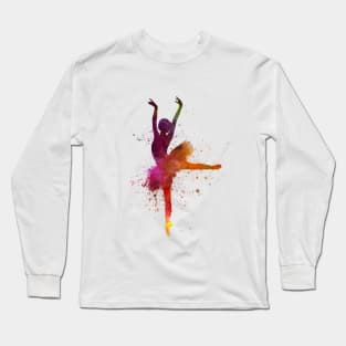 Classical ballet girl in watercolor Long Sleeve T-Shirt